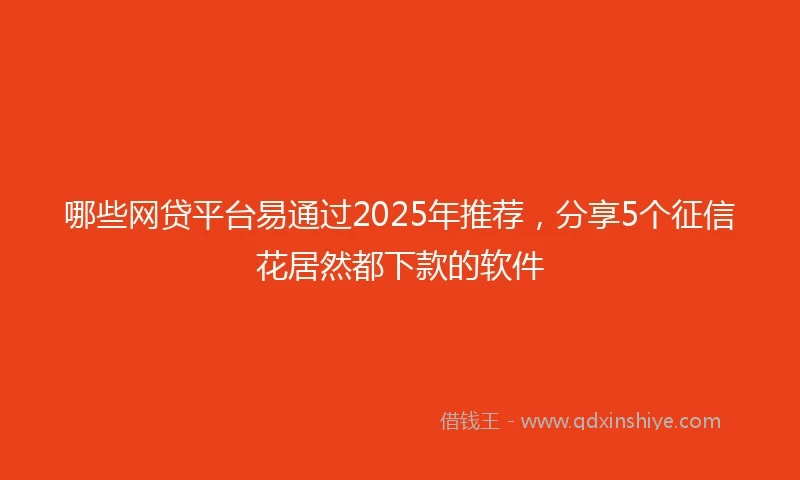 哪些网贷平台易通过2025年推荐，分享5个征信花居然都下款的软件