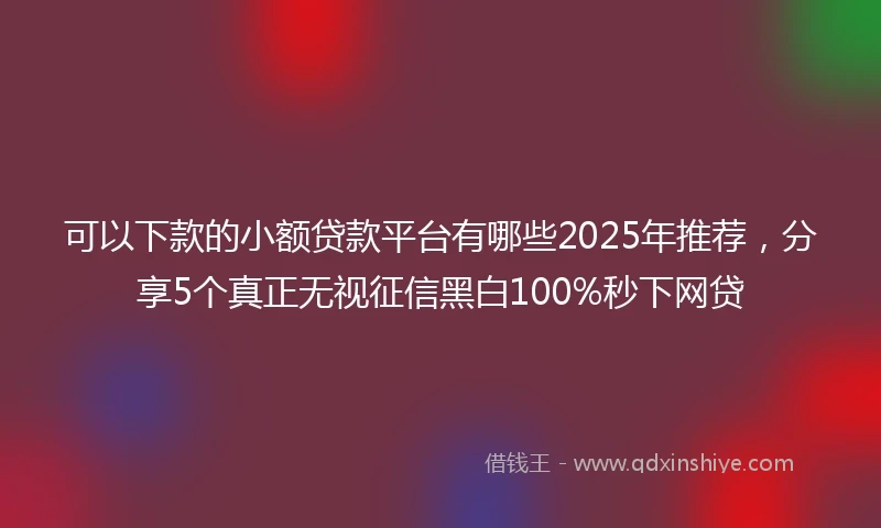 可以下款的小额贷款平台有哪些2025年推荐，分享5个真正无视征信黑白100%秒下网贷