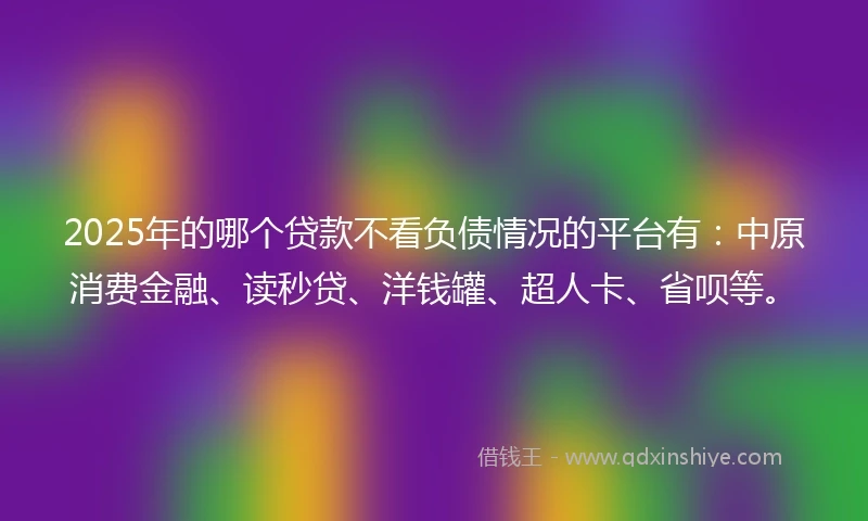 2025年的哪个贷款不看负债情况的平台有：中原消费金融、读秒贷、洋钱罐、超人卡、省呗等。