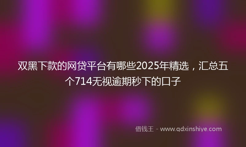 双黑下款的网贷平台有哪些2025年精选,汇总五个714无视逾期秒下的口子