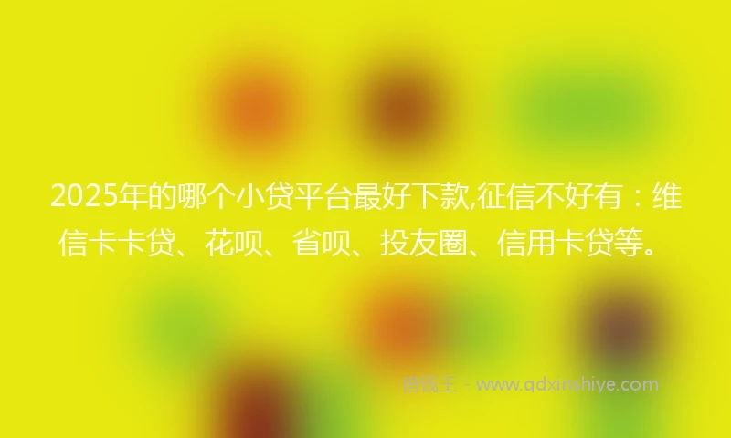 2025年的哪个小贷平台最好下款,征信不好有：维信卡卡贷、花呗、省呗、投友圈、信用卡贷等。