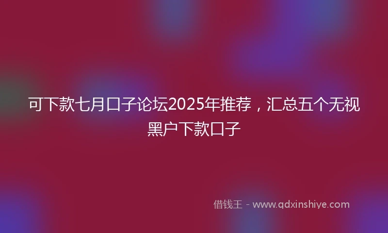 可下款七月口子论坛2025年推荐,汇总五个无视黑户下款口子