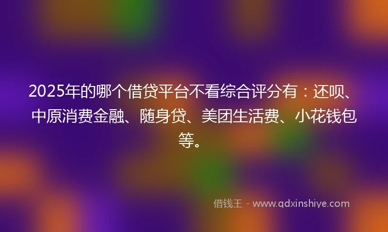 2025年的哪个借贷平台不看综合评分有：还呗、中原消费金融、随身贷、美团生活费、小花钱包等。