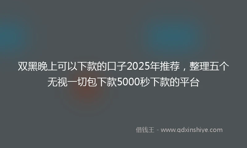 双黑晚上可以下款的口子2025年推荐，整理五个无视一切包下款5000秒下款的平台