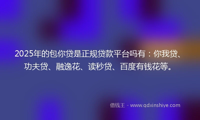 2025年的包你贷是正规贷款平台吗有：你我贷、功夫贷、融逸花、读秒贷、百度有钱花等。