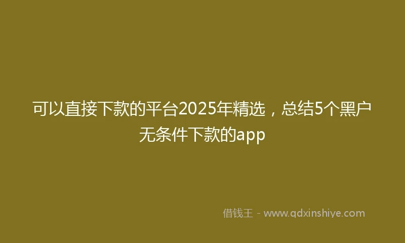 可以直接下款的平台2025年精选，总结5个黑户无条件下款的app
