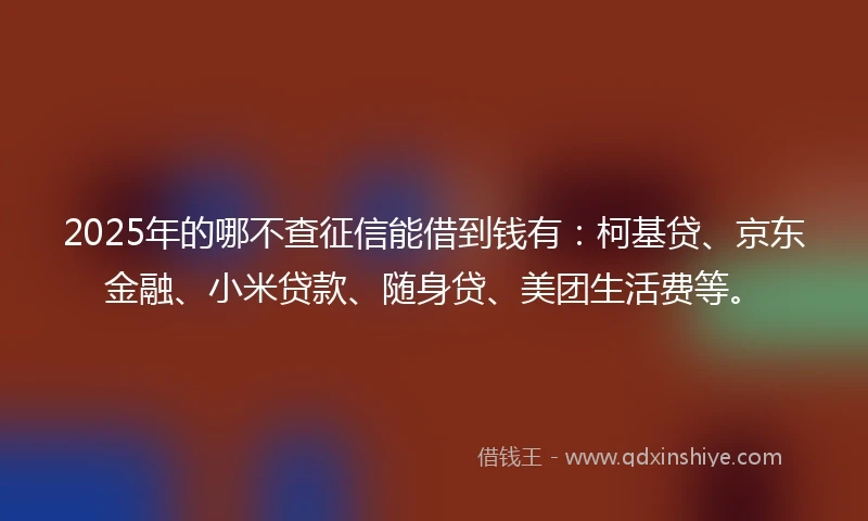2025年的哪不查征信能借到钱有：柯基贷、京东金融、小米贷款、随身贷、美团生活费等。