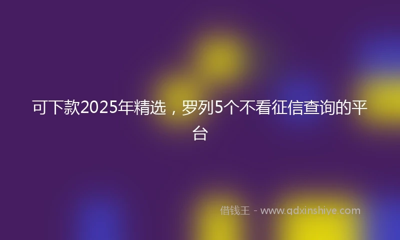 可下款2025年精选，罗列5个不看征信查询的平台