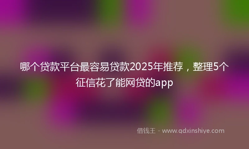 哪个贷款平台最容易贷款2025年推荐，整理5个征信花了能网贷的app