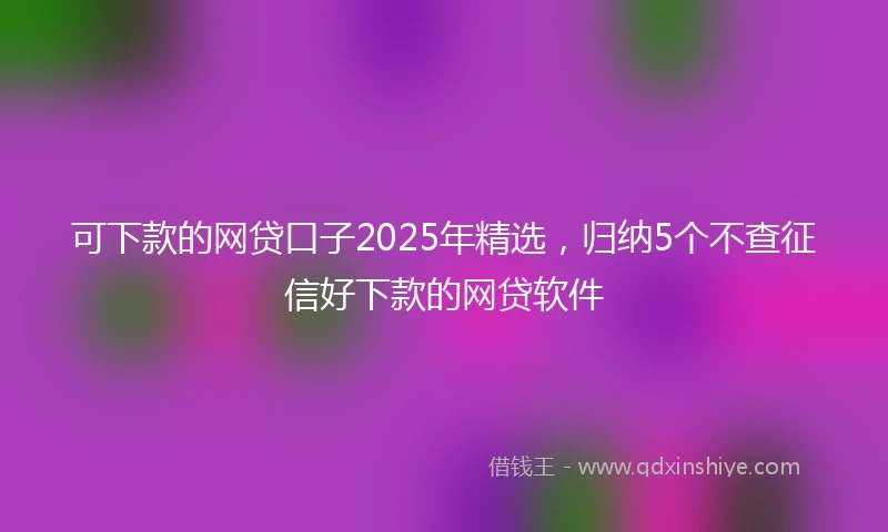 可下款的网贷口子2025年精选，归纳5个不查征信好下款的网贷软件