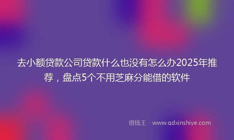 去小额贷款公司贷款什么也没有怎么办2025年推荐，盘点5个不用芝麻分能借的软件