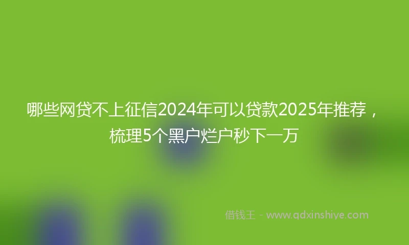 哪些网贷不上征信2024年可以贷款2025年推荐，梳理5个黑户烂户秒下一万