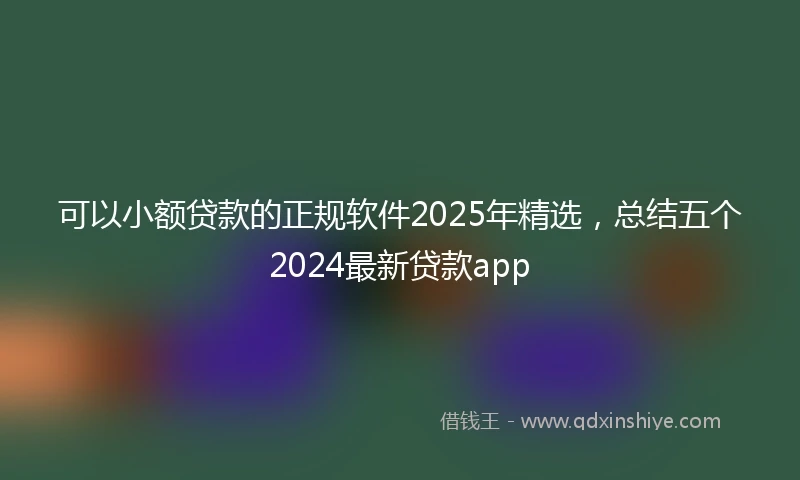 可以小额贷款的正规软件2025年精选，总结五个2024最新贷款app