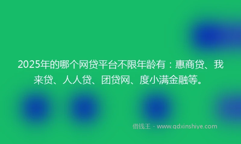 2025年的哪个网贷平台不限年龄有：惠商贷、我来贷、人人贷、团贷网、度小满金融等。
