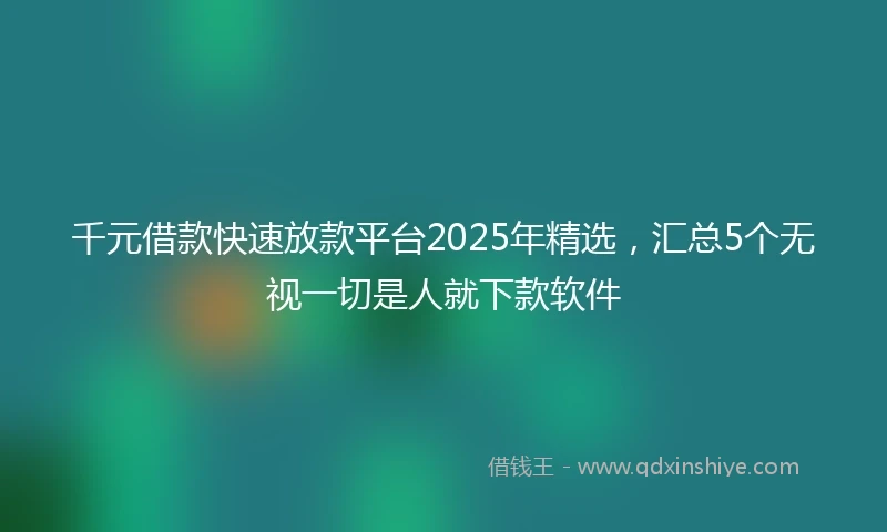 千元借款快速放款平台2025年精选，汇总5个无视一切是人就下款软件