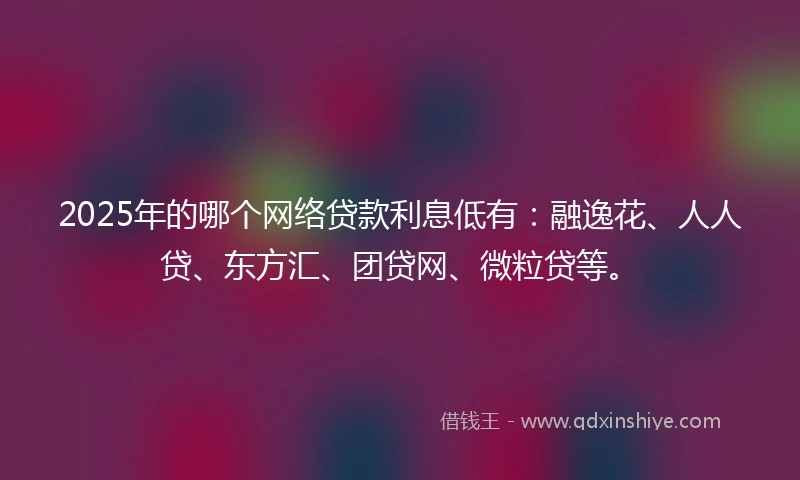 2025年的哪个网络贷款利息低有：融逸花、人人贷、东方汇、团贷网、微粒贷等。