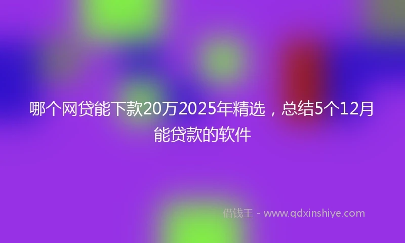 哪个网贷能下款20万2025年精选，总结5个12月能贷款的软件