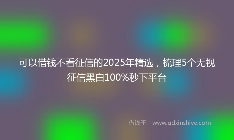 可以借钱不看征信的2025年精选，梳理5个无视征信黑白100%秒下平台