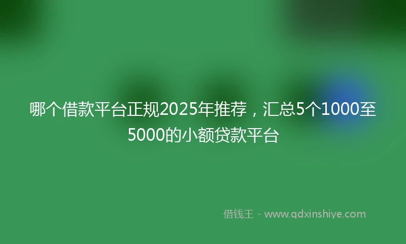 哪个借款平台正规2025年推荐，汇总5个1000至5000的小额贷款平台