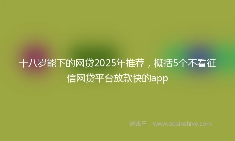 十八岁能下的网贷2025年推荐，概括5个不看征信网贷平台放款快的app