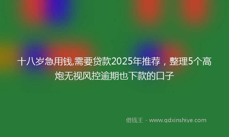 十八岁急用钱,需要贷款2025年推荐，整理5个高炮无视风控逾期也下款的口子
