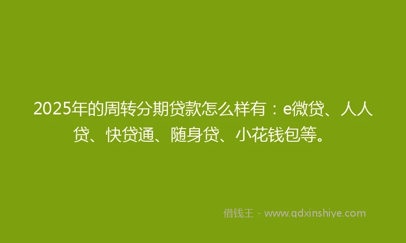 2025年的周转分期贷款怎么样有：e微贷、人人贷、快贷通、随身贷、小花钱包等。