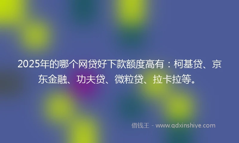 2025年的哪个网贷好下款额度高有：柯基贷、京东金融、功夫贷、微粒贷、拉卡拉等。