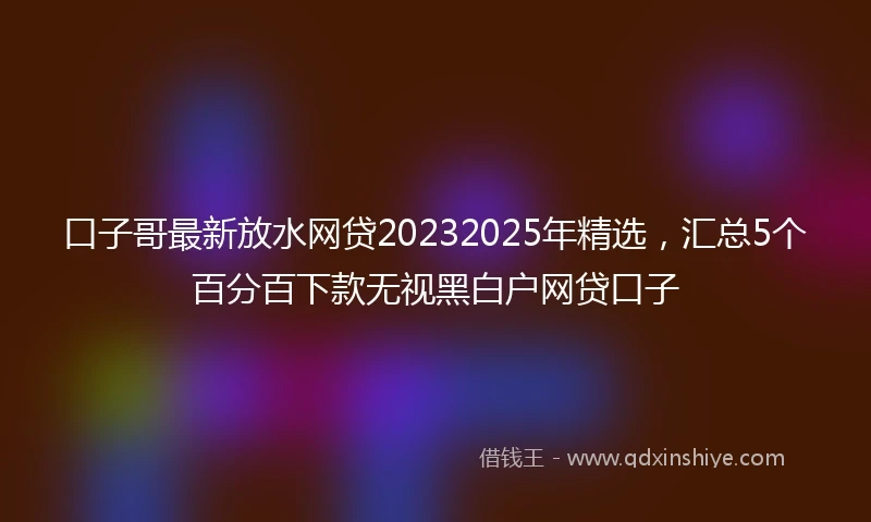 口子哥最新放水网贷20232025年精选，汇总5个百分百下款无视黑白户网贷口子