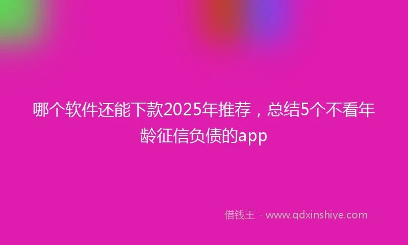 哪个软件还能下款2025年推荐，总结5个不看年龄征信负债的app