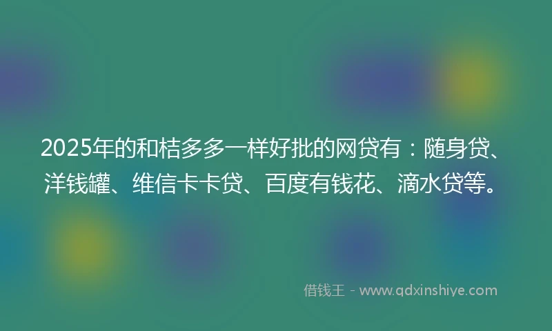 2025年的和桔多多一样好批的网贷有：随身贷、洋钱罐、维信卡卡贷、百度有钱花、滴水贷等。