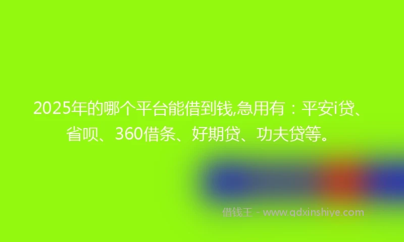 2025年的哪个平台能借到钱,急用有：平安i贷、省呗、360借条、好期贷、功夫贷等。