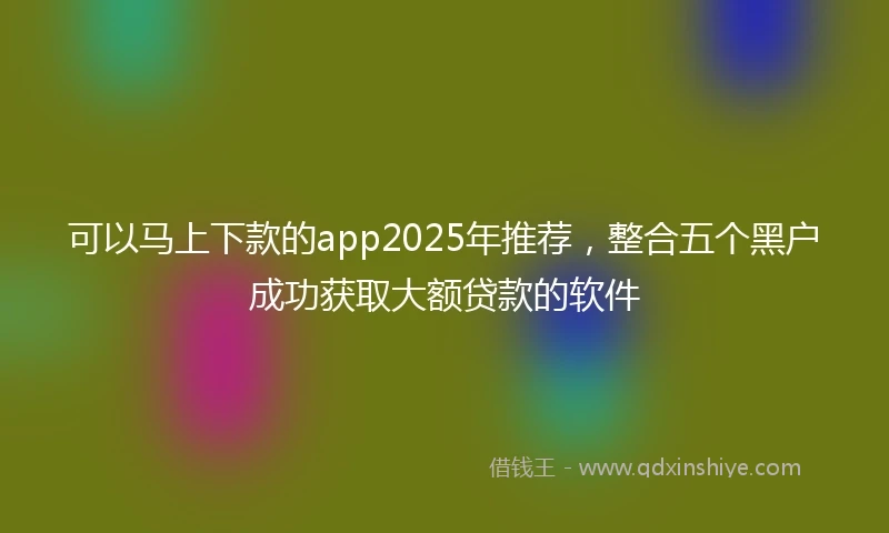 可以马上下款的app2025年推荐，整合五个黑户成功获取大额贷款的软件