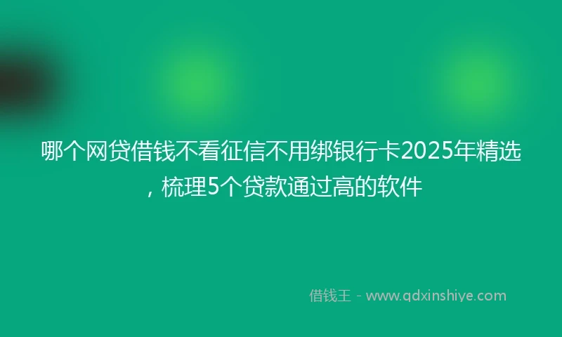 哪个网贷借钱不看征信不用绑银行卡2025年精选，梳理5个贷款通过高的软件
