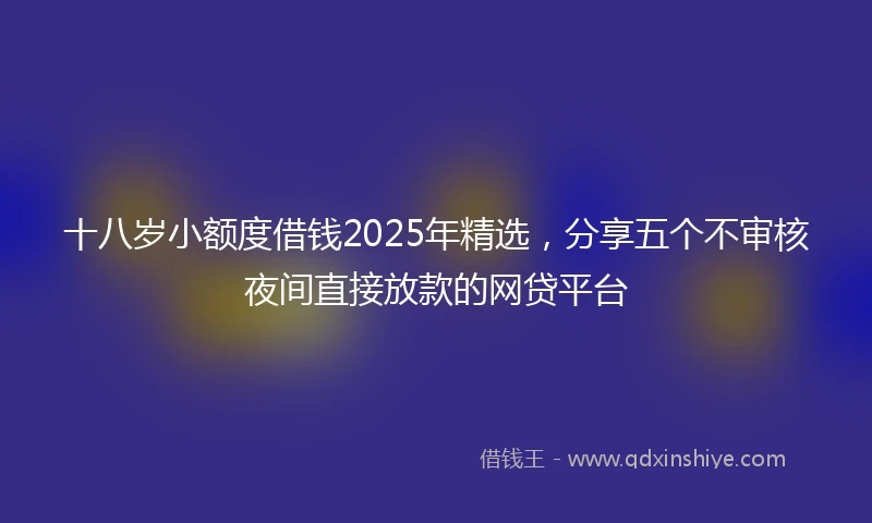 十八岁小额度借钱2025年精选，分享五个不审核夜间直接放款的网贷平台