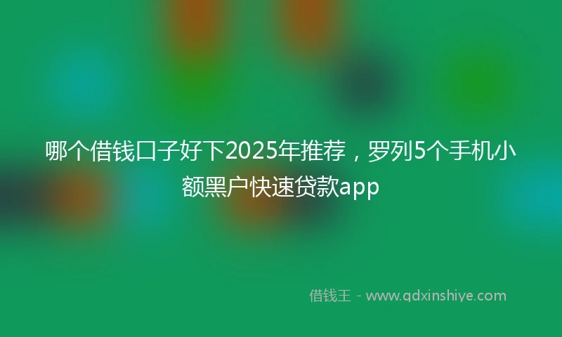 哪个借钱口子好下2025年推荐,罗列5个手机小额黑户快速贷款app