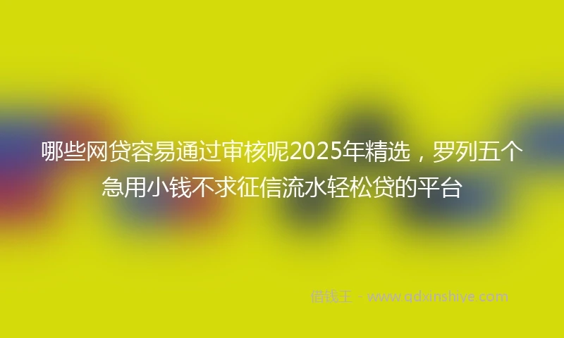 哪些网贷容易通过审核呢2025年精选，罗列五个急用小钱不求征信流水轻松贷的平台