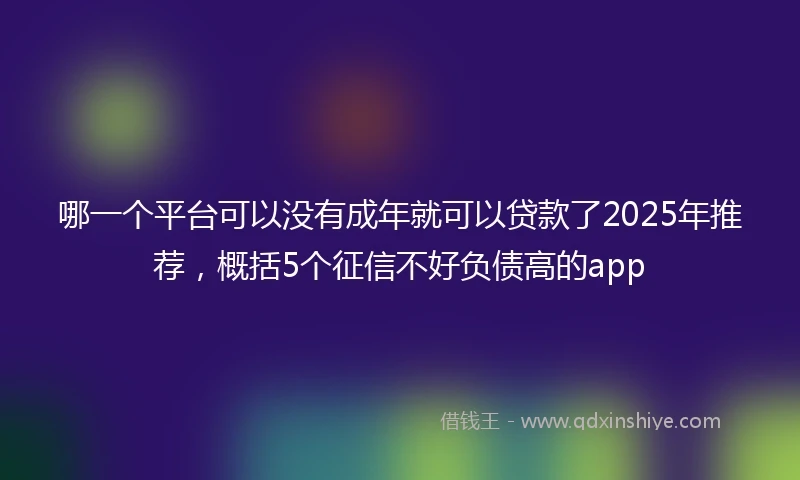 哪一个平台可以没有成年就可以贷款了2025年推荐，概括5个征信不好负债高的app