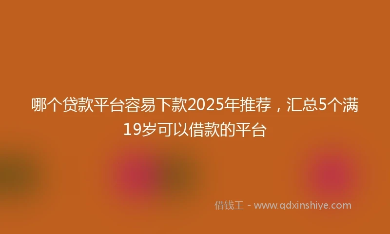哪个贷款平台容易下款2025年推荐，汇总5个满19岁可以借款的平台
