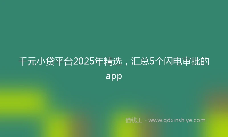 千元小贷平台2025年精选，汇总5个闪电审批的app