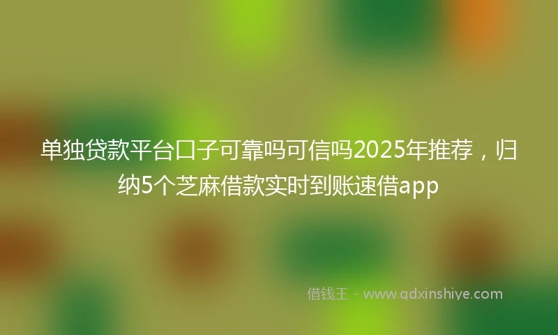 单独贷款平台口子可靠吗可信吗2025年推荐，归纳5个芝麻借款实时到账速借app