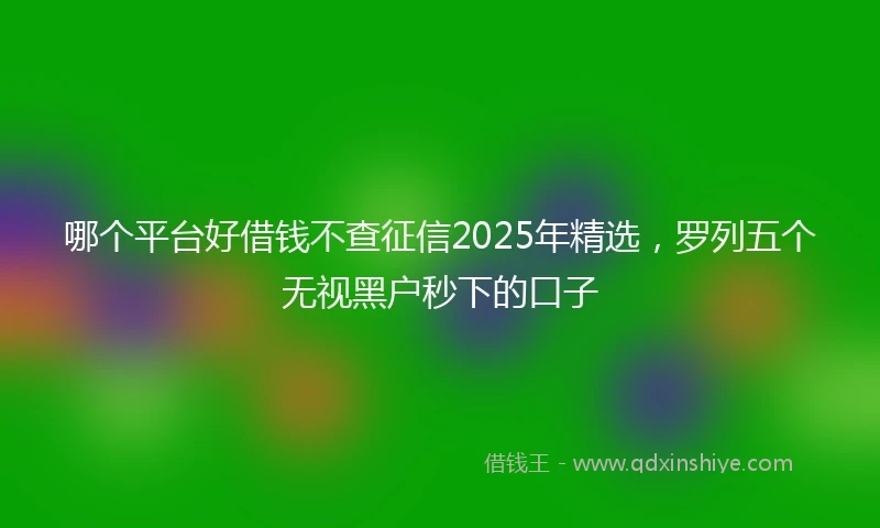 哪个平台好借钱不查征信2025年精选，罗列五个无视黑户秒下的口子