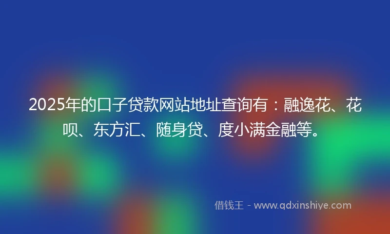 2025年的口子贷款网站地址查询有：融逸花、花呗、东方汇、随身贷、度小满金融等。