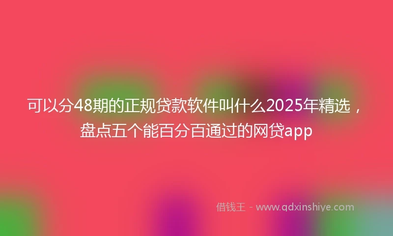 可以分48期的正规贷款软件叫什么2025年精选,盘点五个能百分百通过的网贷app