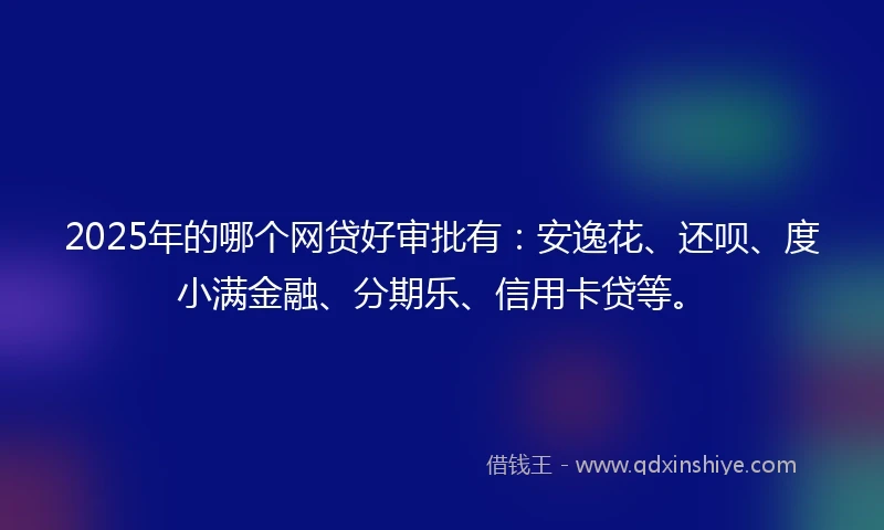 2025年的哪个网贷好审批有：安逸花、还呗、度小满金融、分期乐、信用卡贷等。