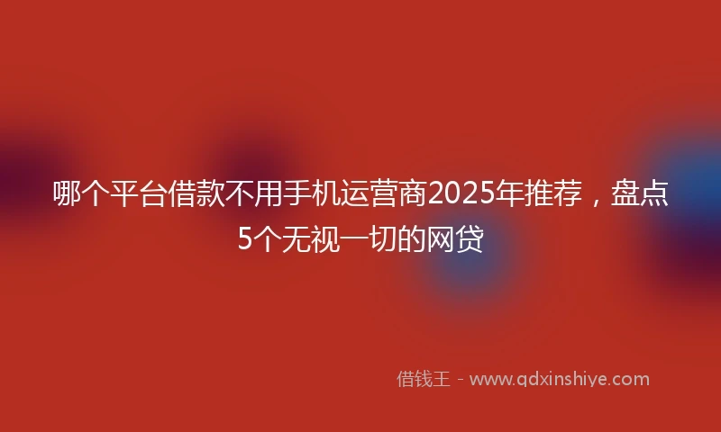 哪个平台借款不用手机运营商2025年推荐，盘点5个无视一切的网贷