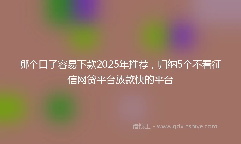 哪个口子容易下款2025年推荐,归纳5个不看征信网贷平台放款快的平台