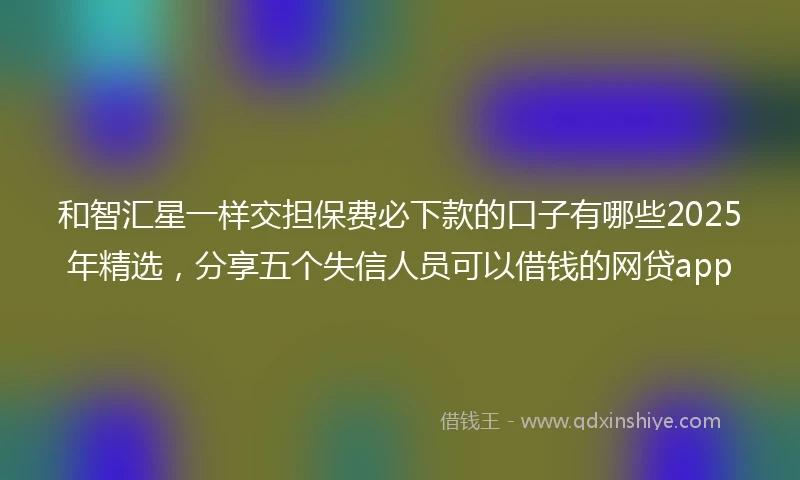 和智汇星一样交担保费必下款的口子有哪些2025年精选，分享五个失信人员可以借钱的网贷app
