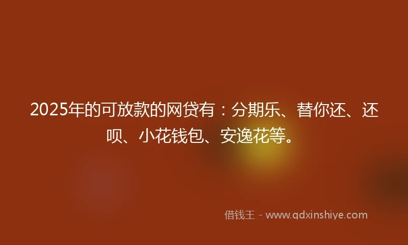 2025年的可放款的网贷有:分期乐、替你还、还呗、小花钱包、安逸花等。