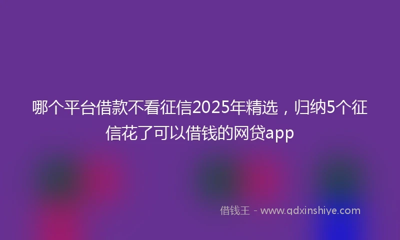 哪个平台借款不看征信2025年精选，归纳5个征信花了可以借钱的网贷app
