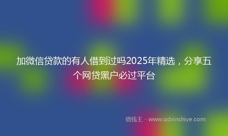 加微信贷款的有人借到过吗2025年精选，分享五个网贷黑户必过平台
